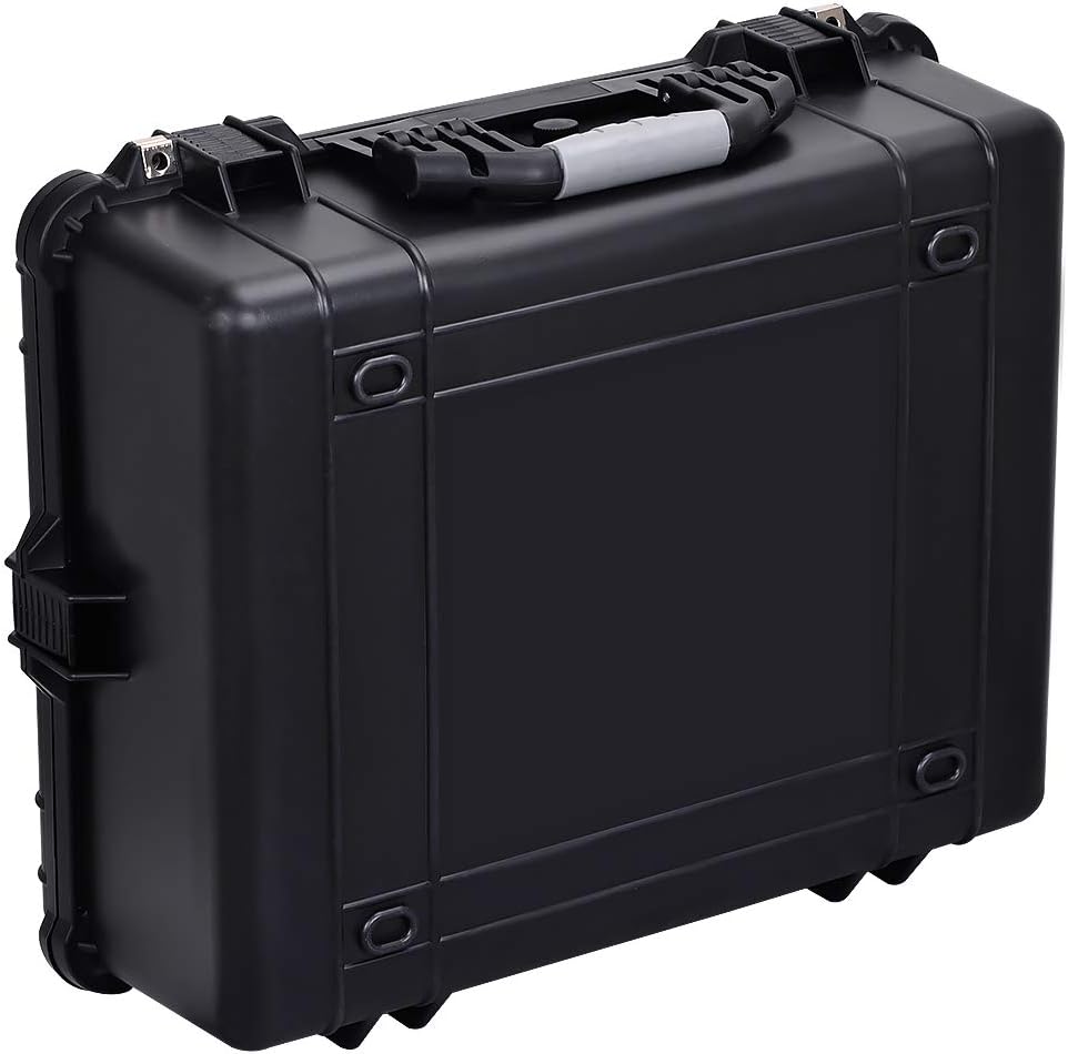 MEIJIA Portable Waterproof Protective Hard Case,Camera Case with Customizable Fit Foam Inserted, Elegant Black (9.17"x 7.56"x4.33")