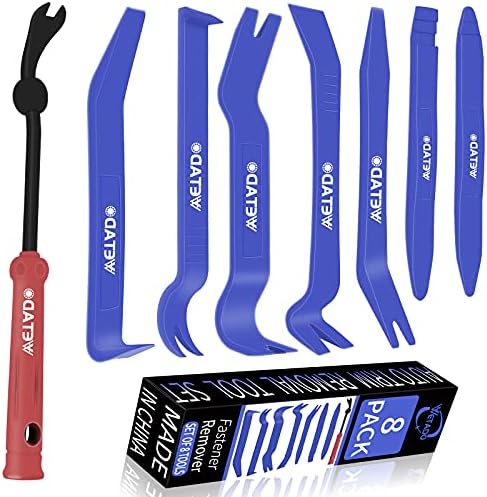 Wetado Trim Removal Tool, Car Upholstery Repair Kit, Car Door Audio Panel Trim Removal Set, Fastener Terminal Remover Tool Set Clips Pry Kit Auto Clip Pliers (8PCS Red)