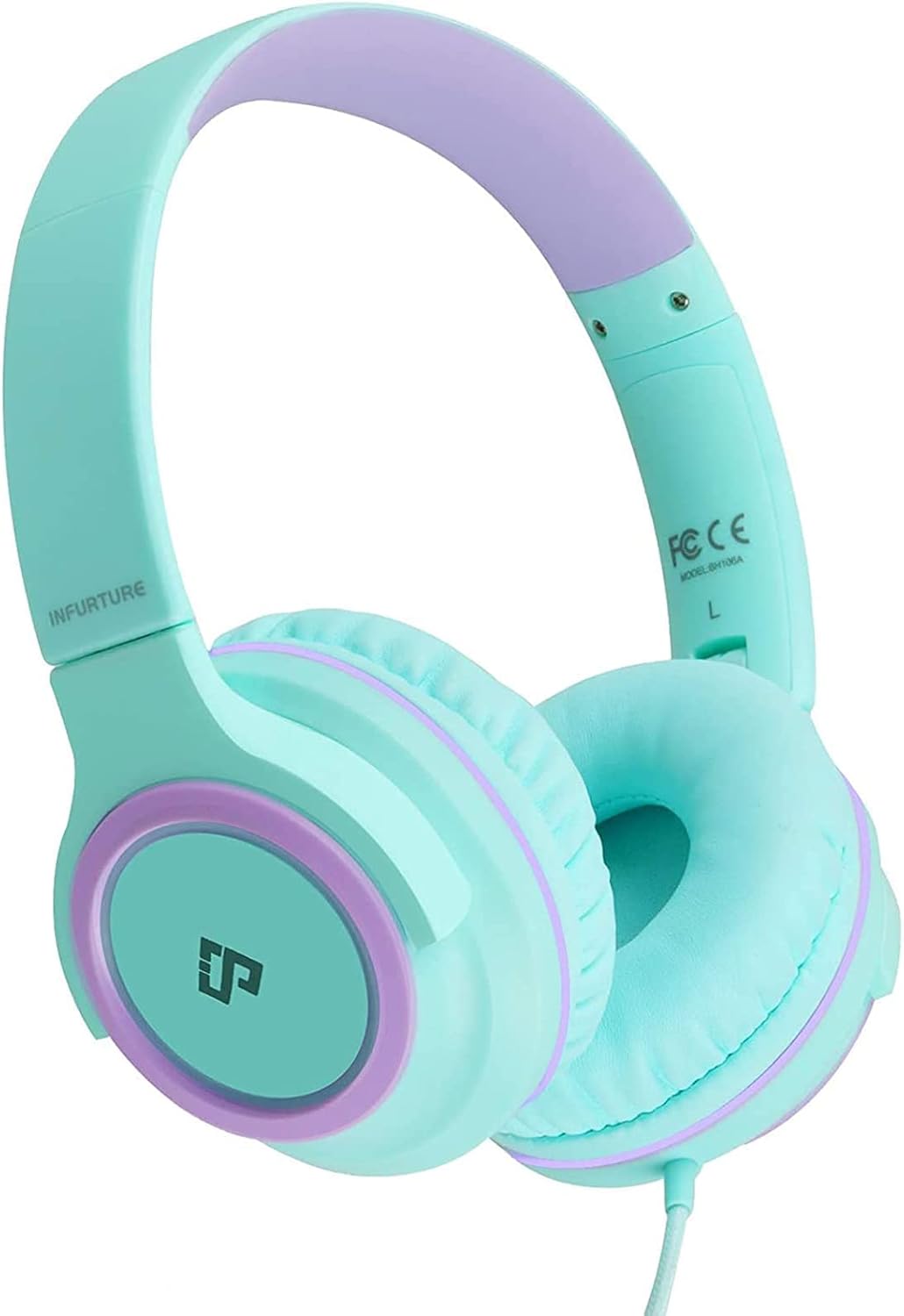INFURTURE Kids Headphones for School Travel, 94dB Safe Volume Limited, HD Mic Stereo Sound Over-Ear Girls Boys Headphones for Kid, Foldable 3.5mm and USB-C Wired Headphones for iPad Computer