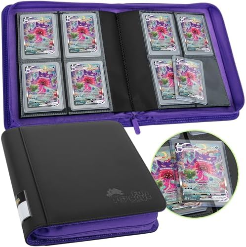 FunGuys Toploader Binder, Trading Card Binder Storage,128 4 Pocket Top Loader Pokemon Binder, Card Collection Yugioh Cards, MTG, TCG, Folders for Trading Cards