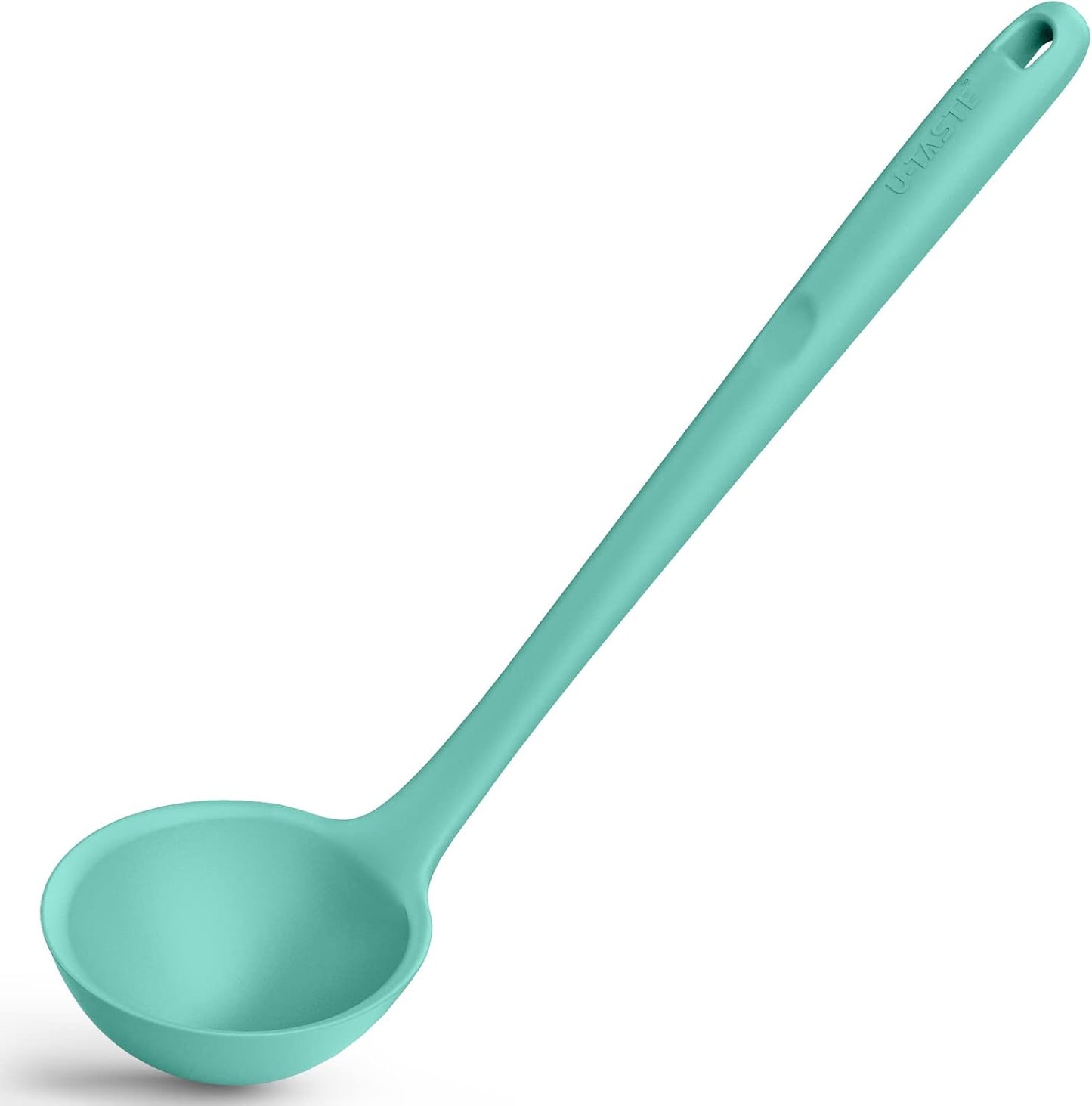 13 inch Silicone Soup Ladle: U-Taste 600ºF Heat Resistant 4 oz Large Non-Stick Seamless Rubber Kitchen Deep Serving Spoon with Non-Slip Solid Long Handle for Cooking Sauce/Stews/Gravies/Chili(Purple)