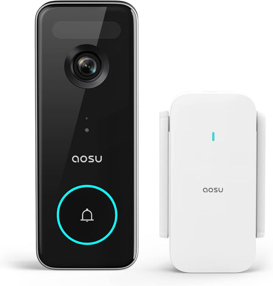 Doorbell Camera Wireless Outdoor, aosu 5MP Ultra HD, 3D Motion Detection Video Doorbell with Chime, Enhanced (2.4/5 GHz) WiFi, 180-Day Battery Life, Work with Alexa & Google Assistant