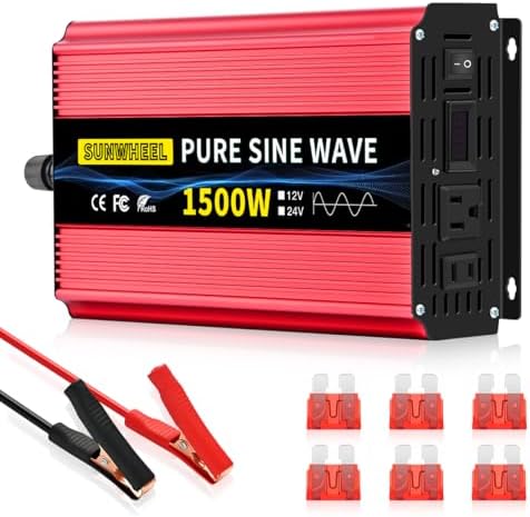 SUNWHEEL 4000W Pure Sine Wave Inverter, 12V DC to 110V/120V AC Power Inverter for RV、Microwave、Off Grid、Truck、Refrigerator、Air Conditioner with 4 AC outlets and LCD Display
