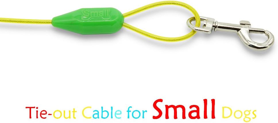 Petest 25ft Reflective Tie-Out Cable for Small Dogs Up to 35 Pounds