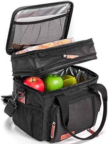 Lunch Bag Women Insulated Lunch Box for Work, Purple Expandable Large Lunch Bags, Leakproof Double Deck Lunch Box Cooler Bag(Purple)