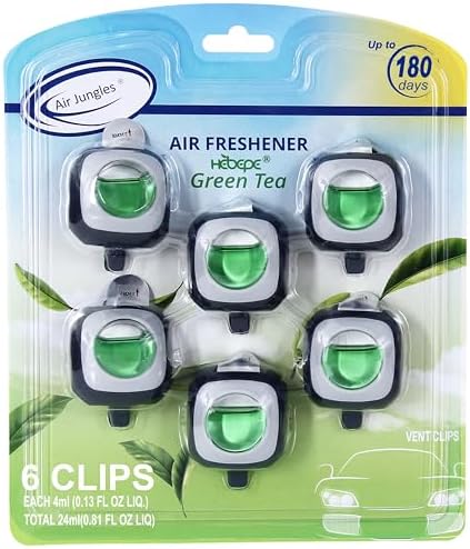 Air Jungles New Car Scent Car Air Freshener Clip, 6 Car Freshener Vent Clips, 4ml Each, Long Lasting Air Freshener for Car, Up to 180 Days Car Refresher Odor Eliminator