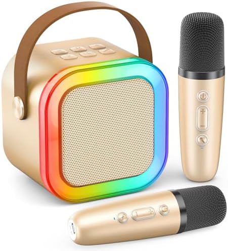 Karaoke Machine for Kids Adults, Portable Bluetooth Mini Karaoke Microphone Singing Speaker Karaoke Player with 2 Wireless Mic Toys for All Smartphones,Birthday, Family,Home Party (Purple)