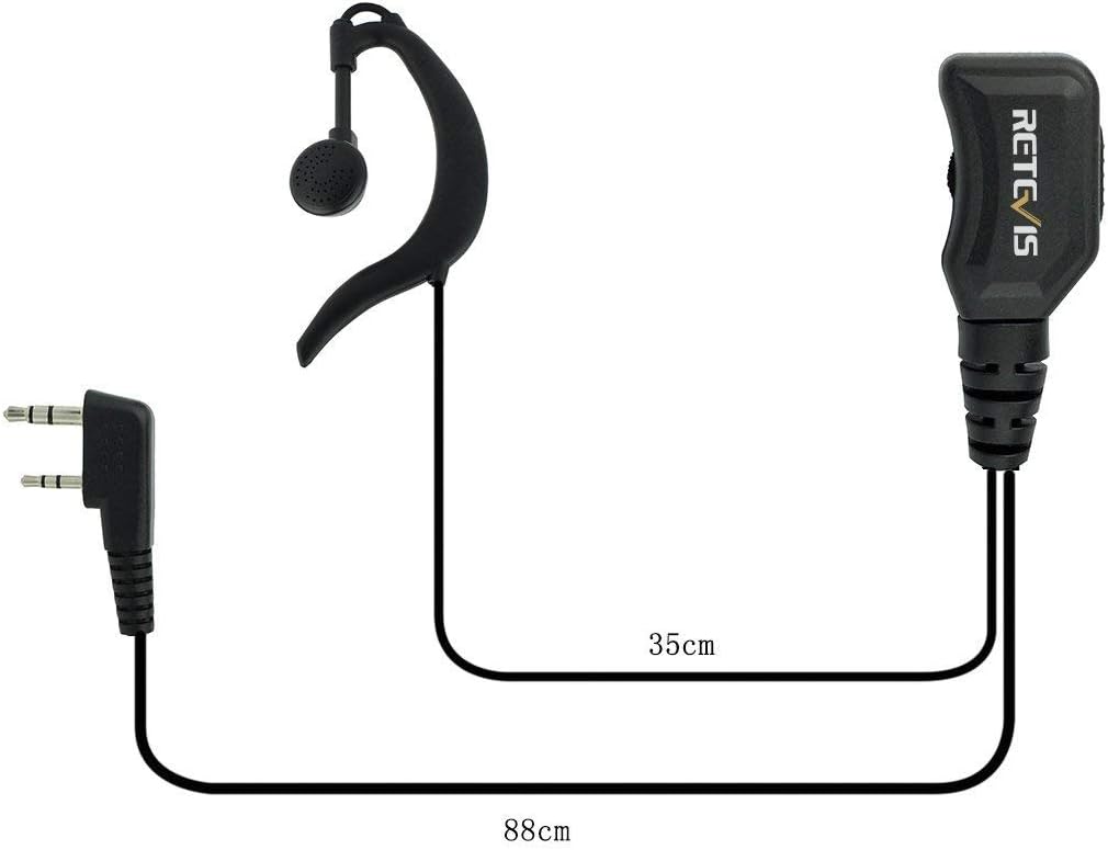 Retevis Walkie Talkie Earpiece with Mic, Volume Control, 2 Pin, for RetevisRT21 RT68H H777H H777, Compatible with Baofeng BF-888S Kenwood Walkie Talkies, Two Way Radio Earpiece(10 Pack)