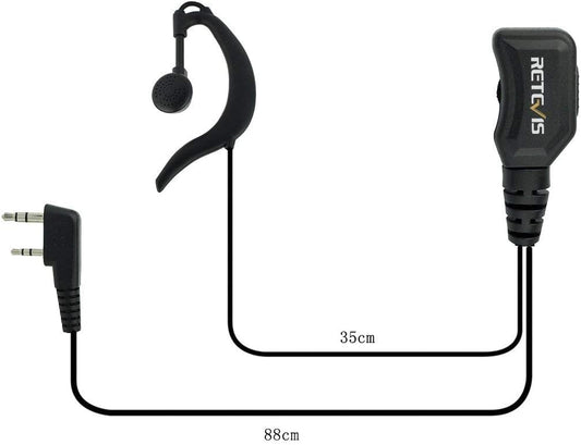 Retevis Walkie Talkie Earpiece with Mic, Volume Control, 2 Pin, for RetevisRT21 RT68H H777H H777, Compatible with Baofeng BF-888S Kenwood Walkie Talkies, Two Way Radio Earpiece(10 Pack) - PuriLite