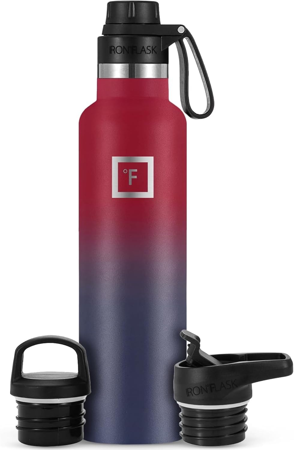 Camping & Hiking Hydration Canteens - 24oz 3 Lids (Narrow Straw/Spout Lid) Leak Proof Vacuum Insulated Stainless Steel - Hot & Cold Double Walled Sports Water Bottle