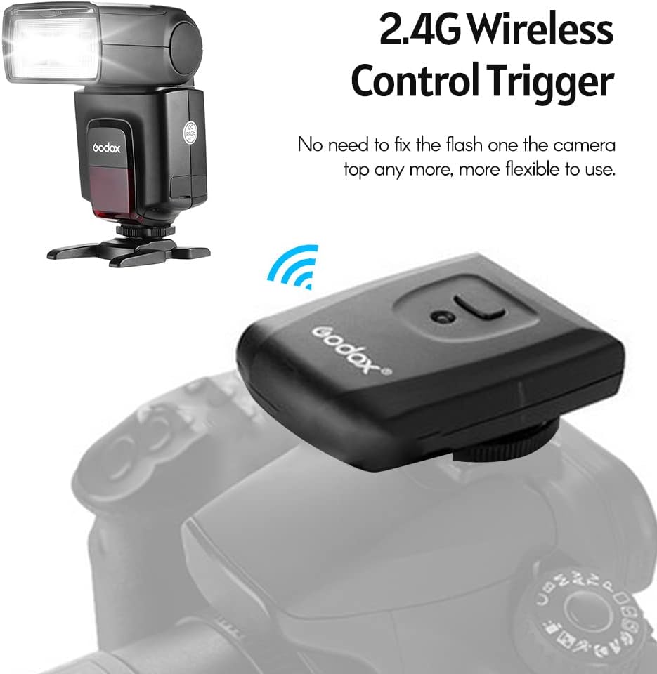 Godox TT520 II On-Camera Flash Electronic Speedlite + AT-16 2.4G Wireless Trigger Transmitter Guide Number 33 S1 S2 Modes Compatible with Canon Sony Nikon Fijifilm Olympus Cameras with Mi Hot Shoe