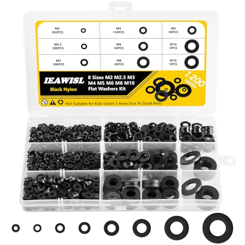 1050Pcs Flat Washers Set, 304 Stainless Steel Flat Washers for Screws, Assorted Sizes (M2 M2.5 M3 M4 M5 M6 M8 M10 M12) for Industrial Use
