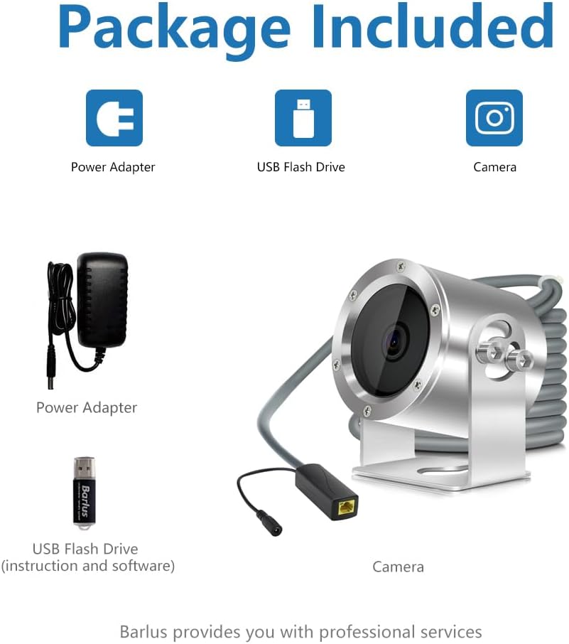 Barlus Underwater Camera, Aquarium Live Streaming Pond 5MP Camera with 32ft Cables