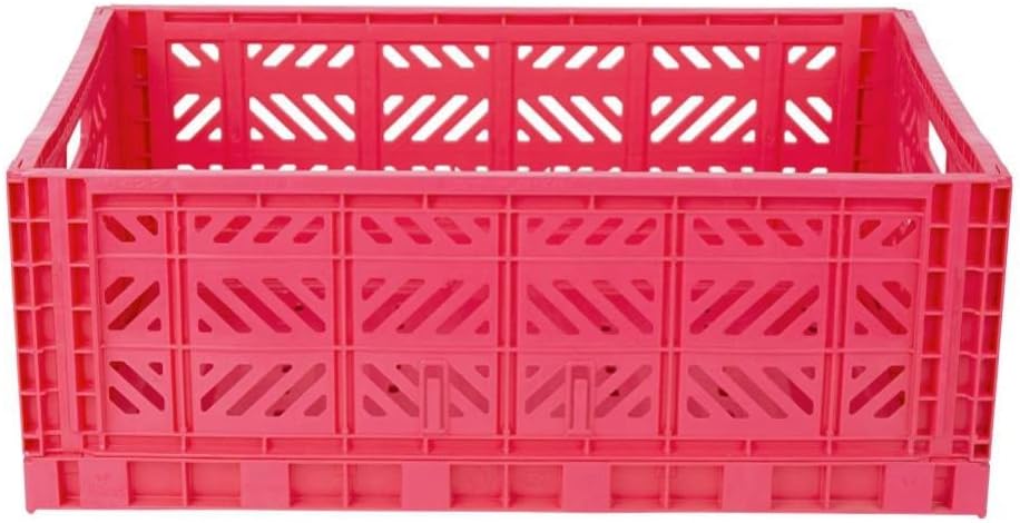 AYKASA Collapsible Storage Bins, Plastic Crate for Storage, Collapsible Crate, Utility Stackable Box (Small, Arctic blue)