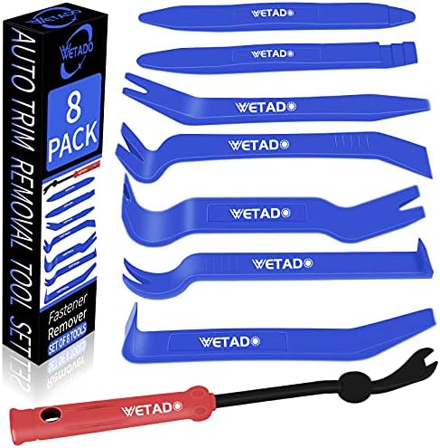 Wetado Trim Removal Tool, Car Upholstery Repair Kit, Car Door Audio Panel Trim Removal Set, Fastener Terminal Remover Tool Set Clips Pry Kit Auto Clip Pliers (8PCS Red) - PuriLite