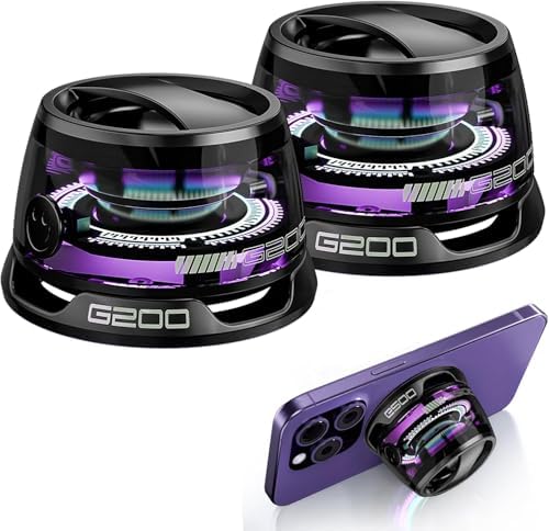 2 Pack G200 Magnetic Bluetooth Speakers with RGB Lights, Wireless Portable Dual Speakers for Stereo Sound, Bluetooth 5.3, Magnetic Mount & Phone Stand, Waterproof, for Outdoor Camping, Home, Gifts