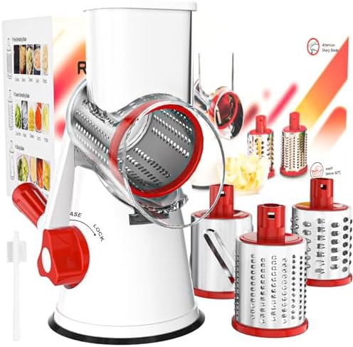 Purilite Select Rotary Cheese Grater with 3 Stainless Steel Blades