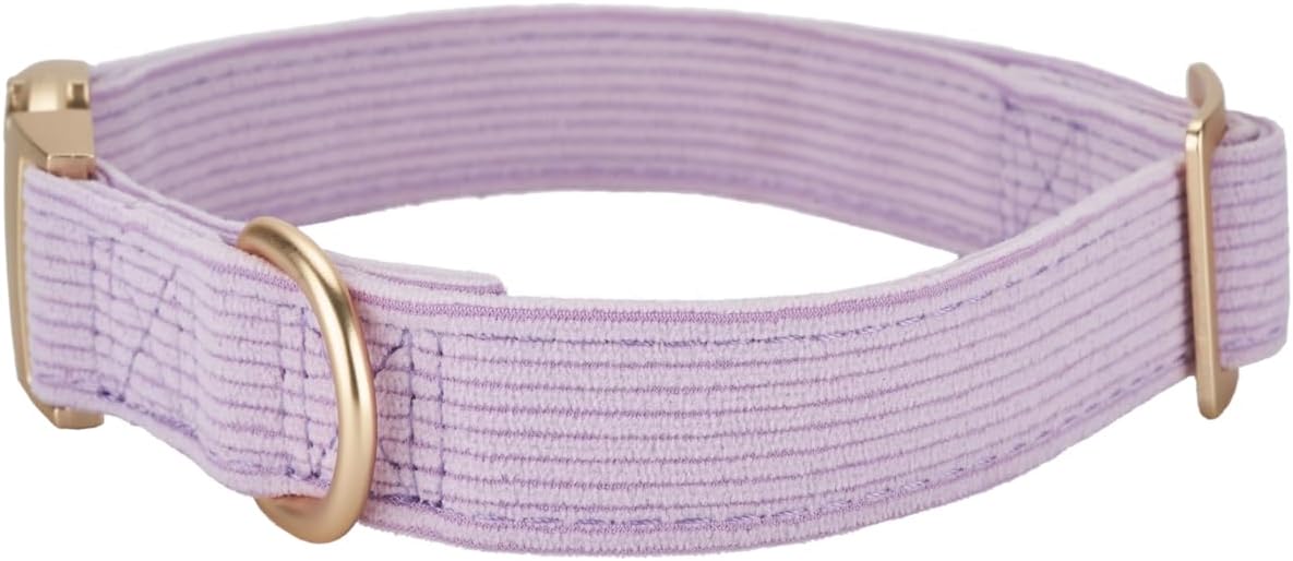 YUDOTE Soft Cotton Dog Collar with Metal Buckle Adjustable Heavy Duty Comfy Corduroy Collars for Small Medium Large Dogs,Black,Small