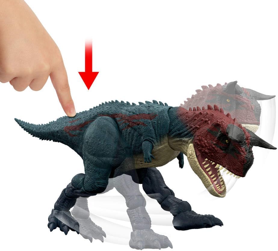 Interactive Dinosaur Action Figure with Running & Chomping Motion, Roar Sounds, and Digital Play Features – 17-Inch Carnotaurus Toy for Kids Ages 4+ - PuriLite