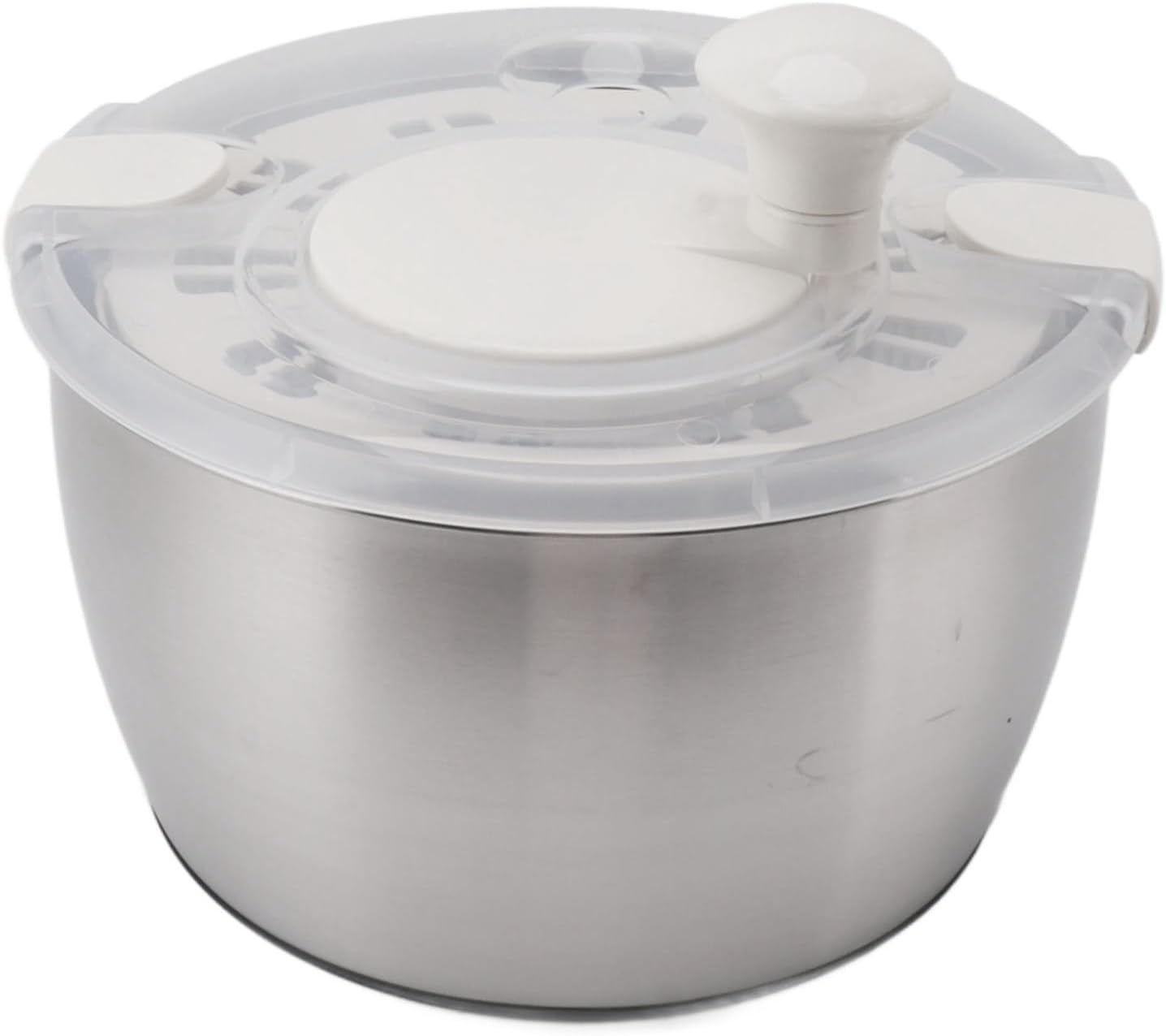 Stainless Steel Salad Spinner, Large Capacity Lettuce Spinner, Manual Rotation Vegetable Dryer Fruit Washer, Double Layer Drain Basket for Kitchen