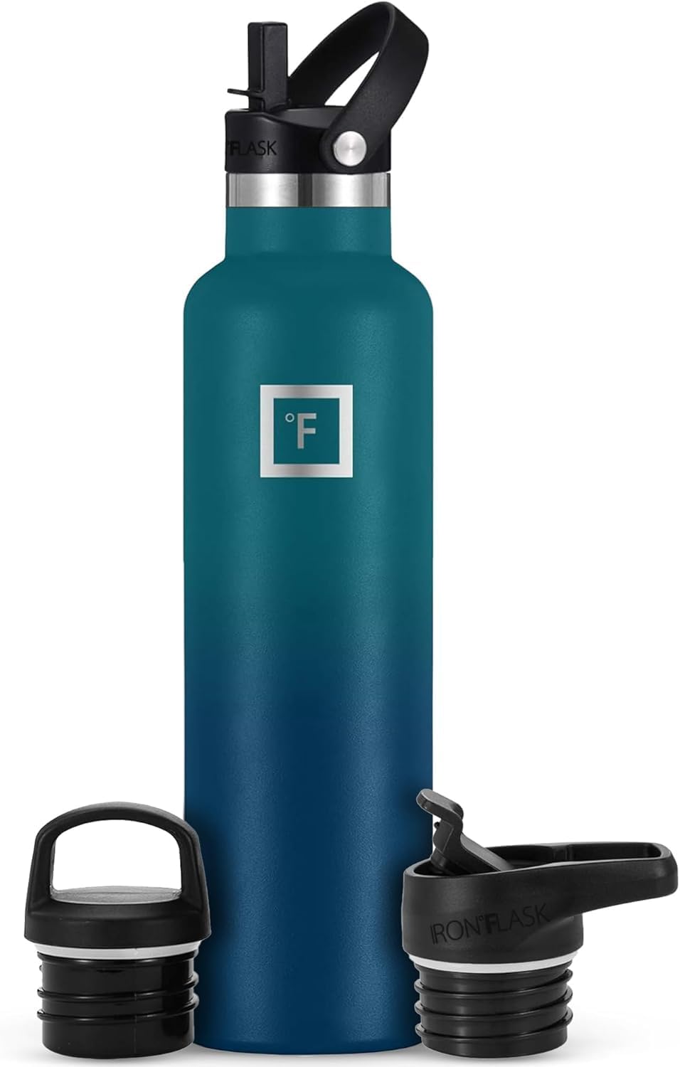 Camping & Hiking Hydration Canteens - 24oz 3 Lids (Narrow Straw/Spout Lid) Leak Proof Vacuum Insulated Stainless Steel - Hot & Cold Double Walled Sports Water Bottle