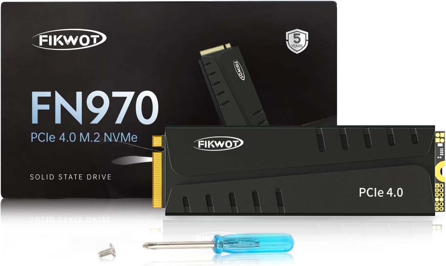 Fikwot FN970 2TB M.2 2280 PCIe Gen4 x4 NVMe 1.4 Internal Solid State Drive with Heatsink - Speeds up to 7,400MB/s, Configure DRAM Cache, Compatible PS5 Internal SSD