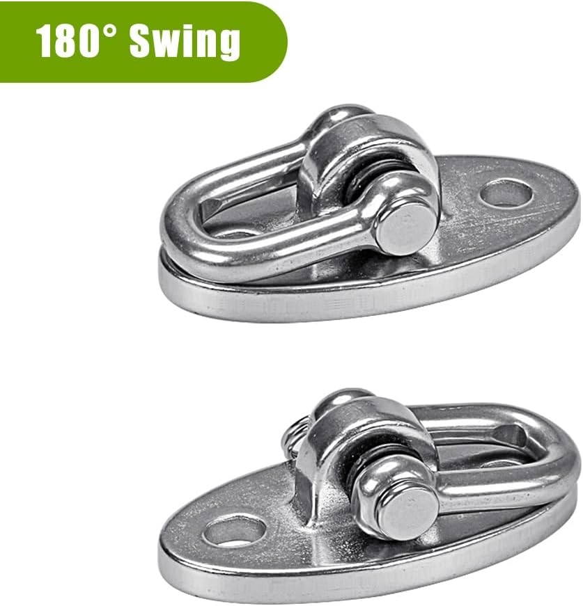 SELEWARE 2 Pack 2000 lb Capacity Stainless Steel 180° Swing Hangers Heavy Duty Swing Hooks for Concrete Ceiling Wooden Hanging Hardware for Por Porch Playground Hammock Gym Swing Sets