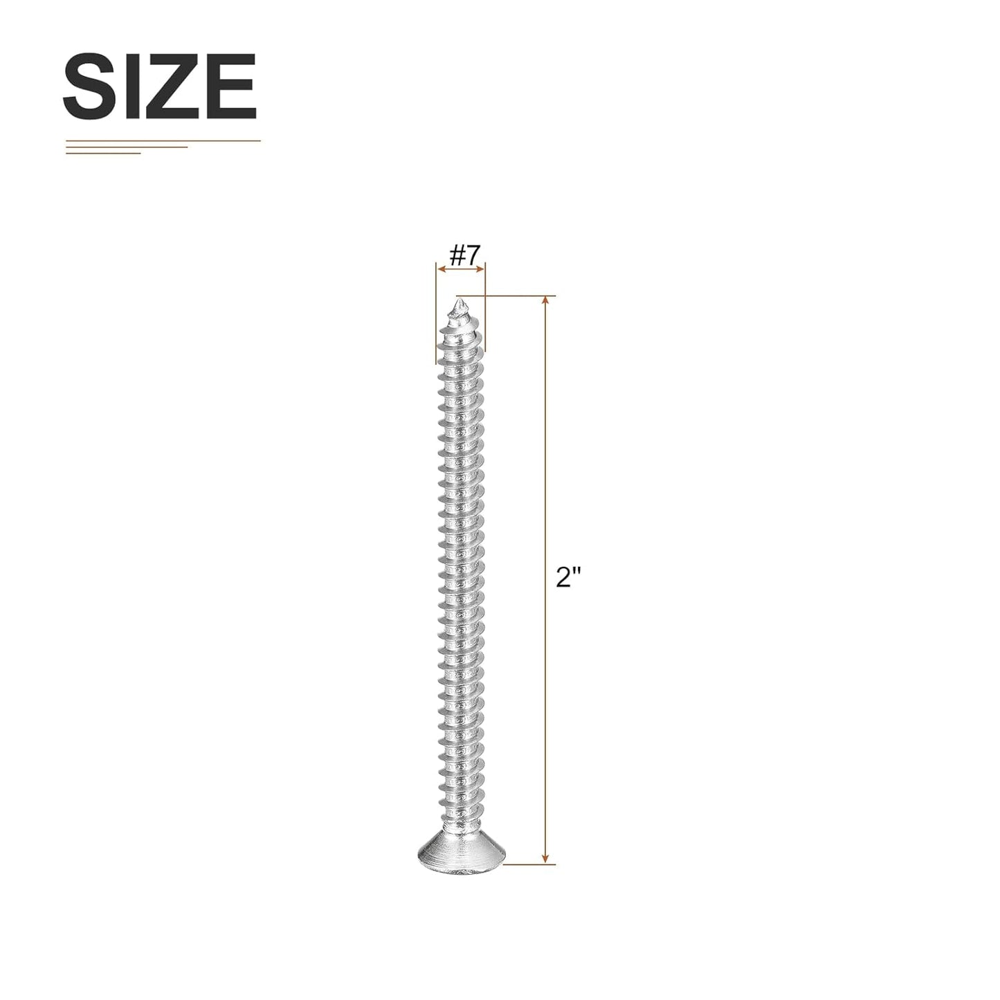 DTGN 100Pcs #6x1/2 Flat Head Wood Screws, 304 Stainless Steel Phillips Self Tapping Screws - Good for Woodworking, Furniture - Silver