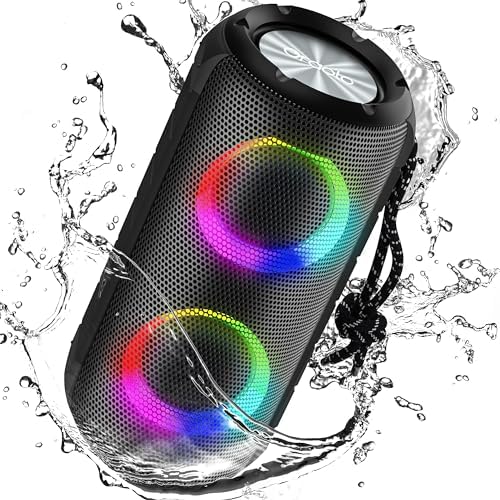 Oraolo Bluetooth Speaker 24W, Portable Speaker with RGB Lights, Stereo Sound, Bluetooth 5.3, 24H Playtime, IPX6 Waterproof, AUX-in, Speaker for Outdoor Camping