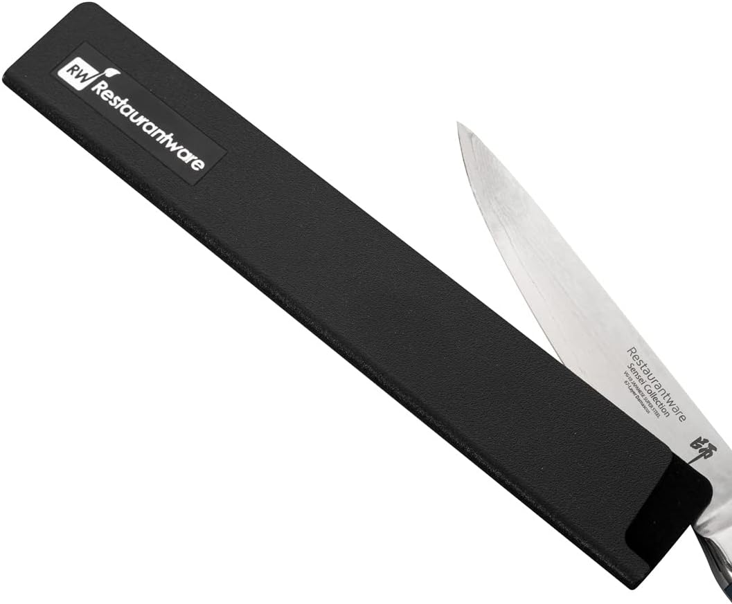 Sensei 8.5 x 1.4 Inch Knife Sleeve, 1 Knife Protector - Fits Fillet Knife, Felt Lining, Black Plastic Knife Blade Guard, Durable, Cut-Proof - Restaurantware - PuriLite