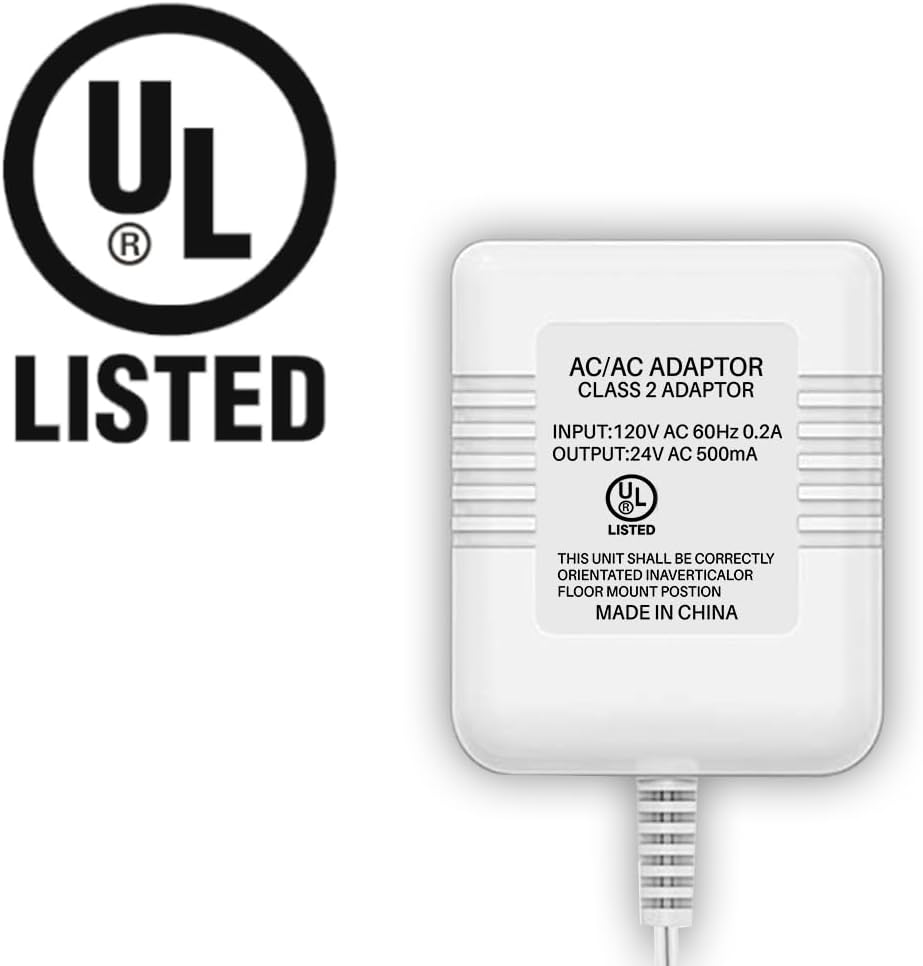 Xwartre Thermostat C Wire 24V Transformer, White Adapter Compatible with Honeywell, Nest, Emerson, Ecobee, Wyze Thermostat and Most Doorbells (7.9m Power Cable)
