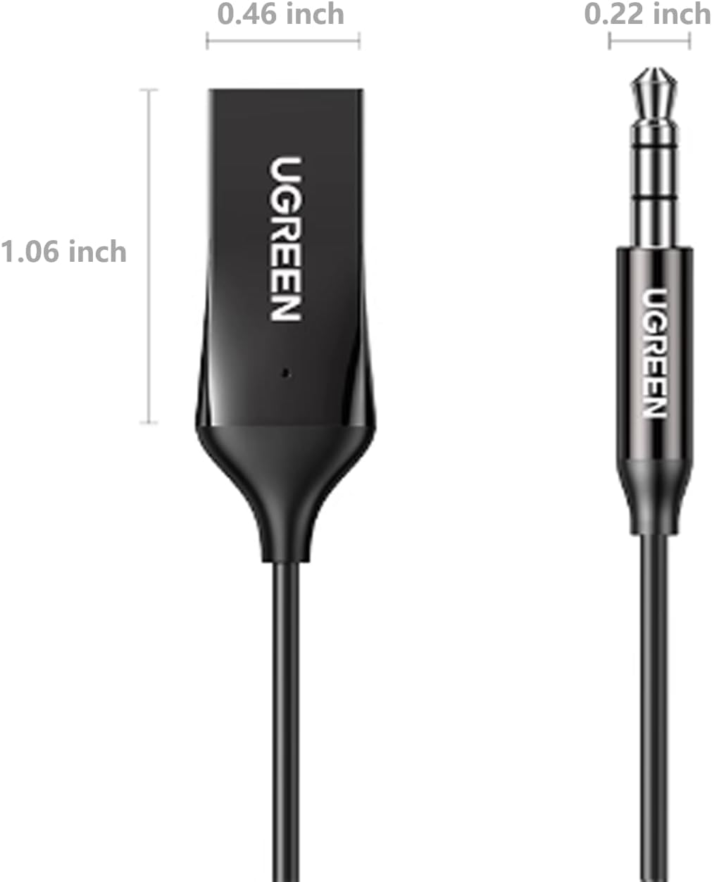 UGREEN Aux to Bluetooth 5.3 Adapter 3.5mm Bluetooth Receiver for Car USB 2.0 to 3.5mm Jack Kit with Built in Microphone Aux Input for Hands Free Calls Compatible with Car Speaker and Home Audio