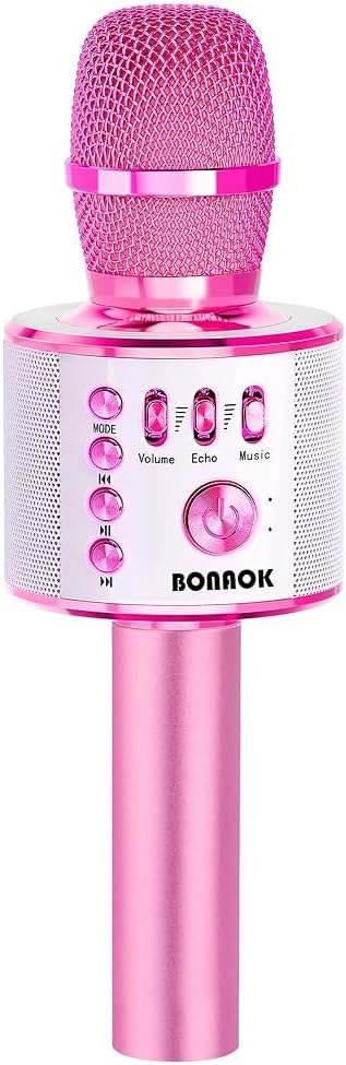 BONAOK Wireless Bluetooth Karaoke Microphone,3-in-1 Portable Instrument Wireless Microphone Mic Speaker Machine Home Party Birthday for All Smartphones(Black)