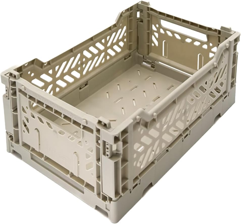 AYKASA Collapsible Storage Bins, Plastic Crate for Storage, Collapsible Crate, Utility Stackable Box (Small, Arctic blue)