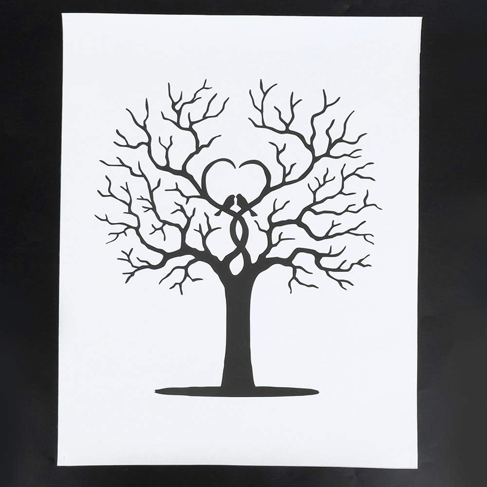 Wedding Fingerprint Tree, Canvas Signature Guestbook, Fingerprint Family Tree Kit with 6 Colors Inkpad, Fingerprint Guest Book for Wedding Birthday Party