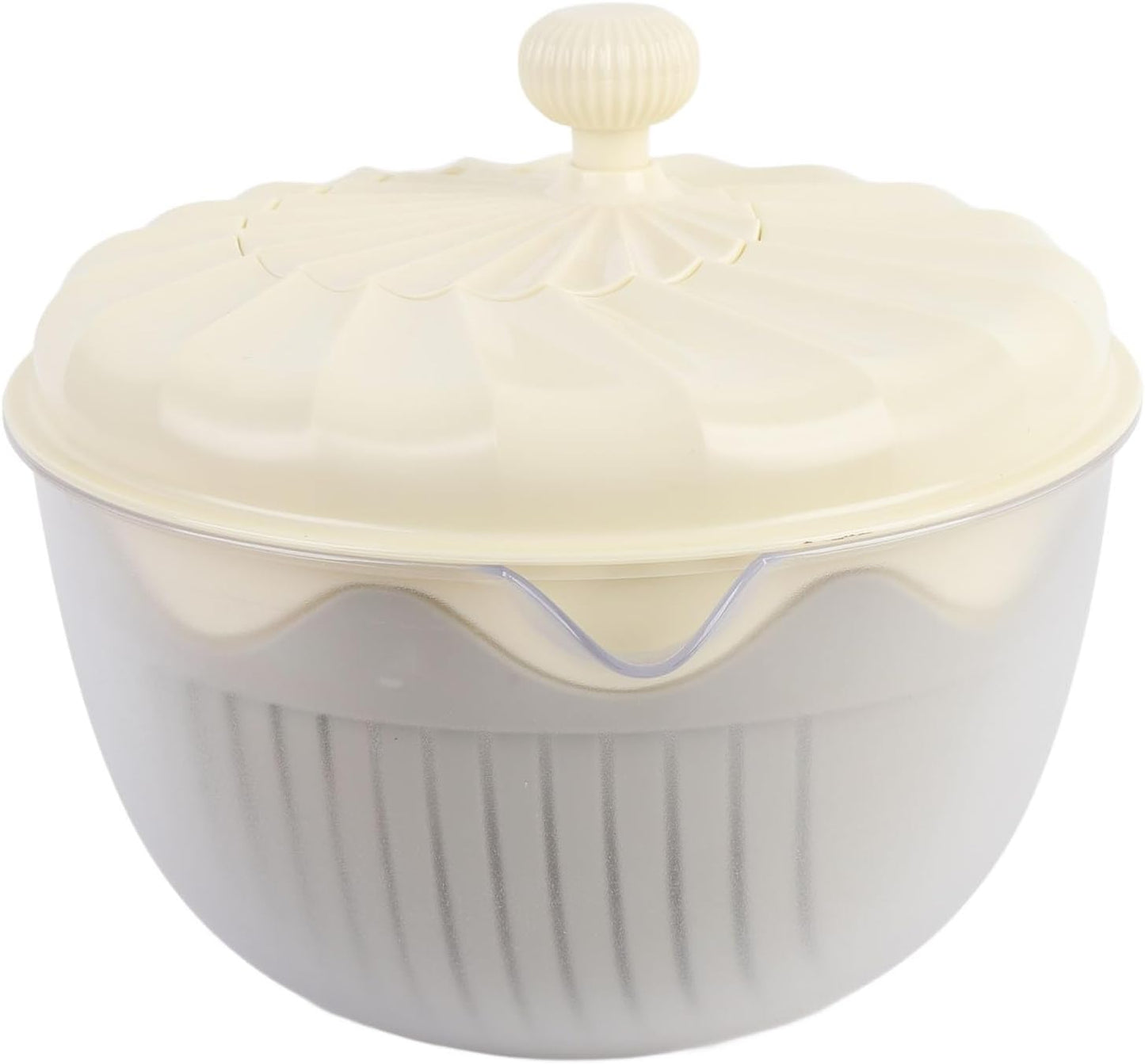 Yosoo Salad Spinner Efficient Multifunctional Vegetable Washer and Salad Chopper for Home Kitchen (Beige)