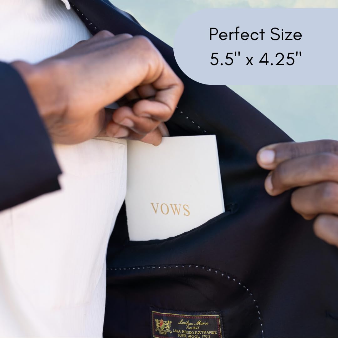Awakened Creations™ Wedding Vow Books - 2x Vow Notebooks - 5.5"x 4.25" Pocket Sized Minimalist Vow Renewal Book with Gold Lettering Cover - Wedding Gift with Keepsake Box