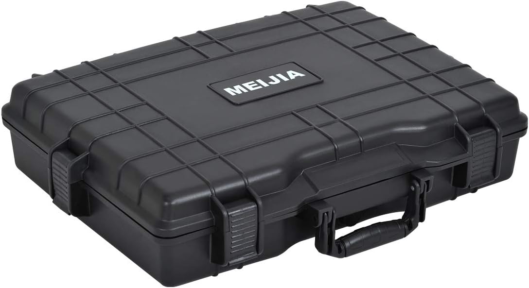 MEIJIA Portable Waterproof Protective Hard Case,Camera Case with Customizable Fit Foam Inserted, Elegant Black (9.17"x 7.56"x4.33")