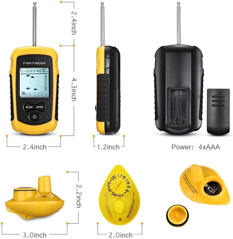 LUCKYLAKER Sonar Handheld Fish Finder Transducer Portable Water Depth Finder Boat Kayak Wireless Transducer Fish Finders