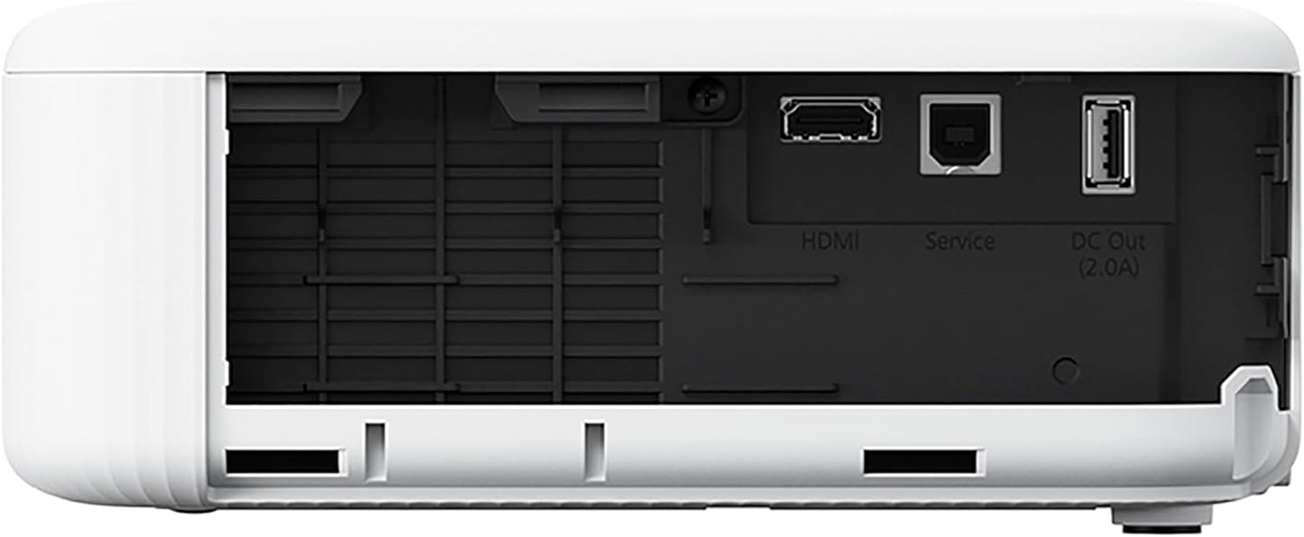 Epson EpiqVision Flex CO-FH02 Full HD 1080p Smart Streaming Portable Projector, 3-Chip 3LCD, 3,000 Lumens Colour/White Brightness, Android TV, Bluetooth, 300-Inch Home Entertainment/Work - White