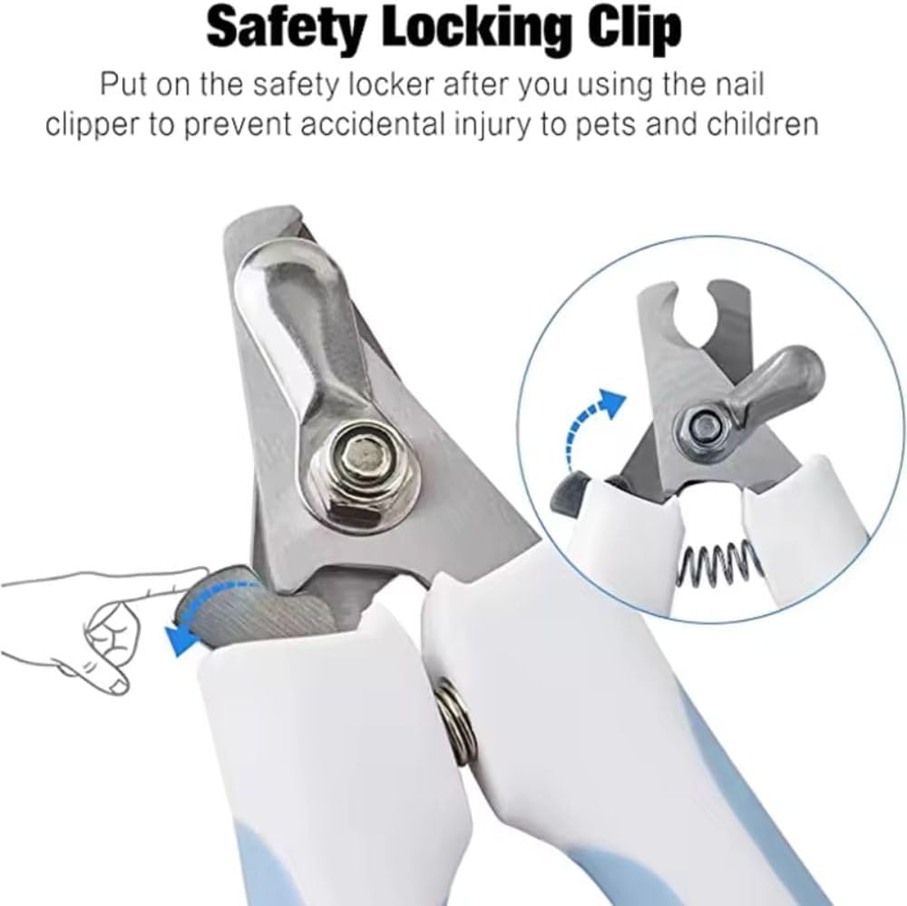 Dog Nail Clippers and Trimmer with Safety Guard to Avoid Over Cutting Professional Grooming Pet Nail Clipper with Free Nail File for Small Medium Large Breeds- Sharp Razor Edge Blade Pet Clippers