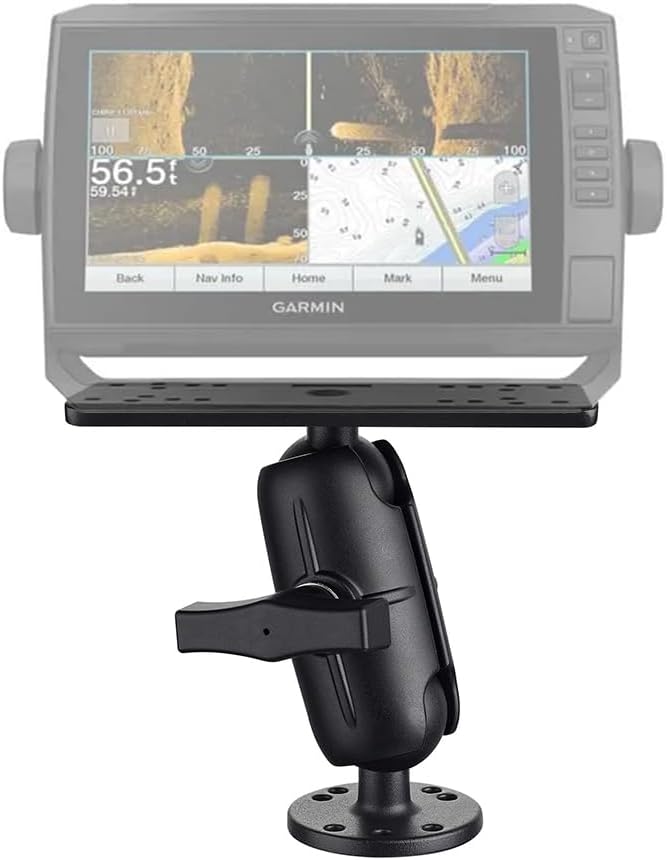 Strg Kayak Fish Finder Mount with 1.5" C Size Ball Rectangular Plate and Round Base, 3.75" Medium Arm Fish Finder Mount Boat Marine Electronic Mounts for Garmin, Lowrance and More Fish Finders