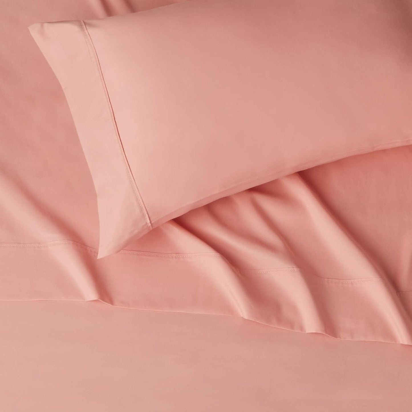 Amazon Basics Lightweight, Breathable Microfiber 4-Piece Bed Sheet Set with 14-Inch Deep Pockets, Full, Blush Pink, Solid