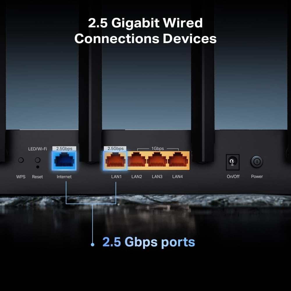 TP-Link Dual-Band BE3600 Wi-Fi 7 Router (Archer BE230) - 4-Stream 3.6 Gbps, 2×2.5G + 3×1G Ports, USB 3.0, 2.0 GHz Quad Core, 6 Antennas, VPN Clients & Server, EasyMesh, HomeShield, MLO, Private IOT