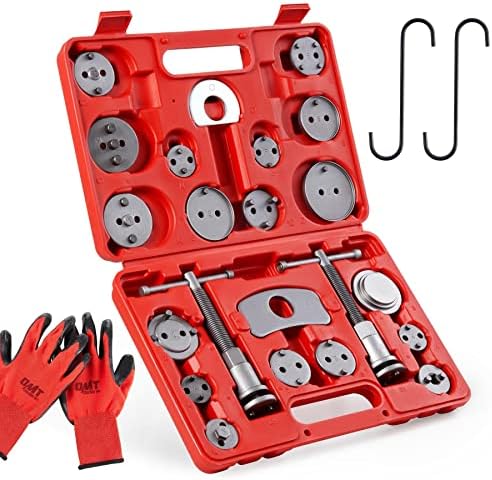 Orion Motor Tech 24pc Brake Caliper Compression Tool Set, Heavy Duty Brake Piston Compressor and Wind Back Tool Kit for Brake Pad Replacement, Universal Disc Brake Caliper Set with Blue Case