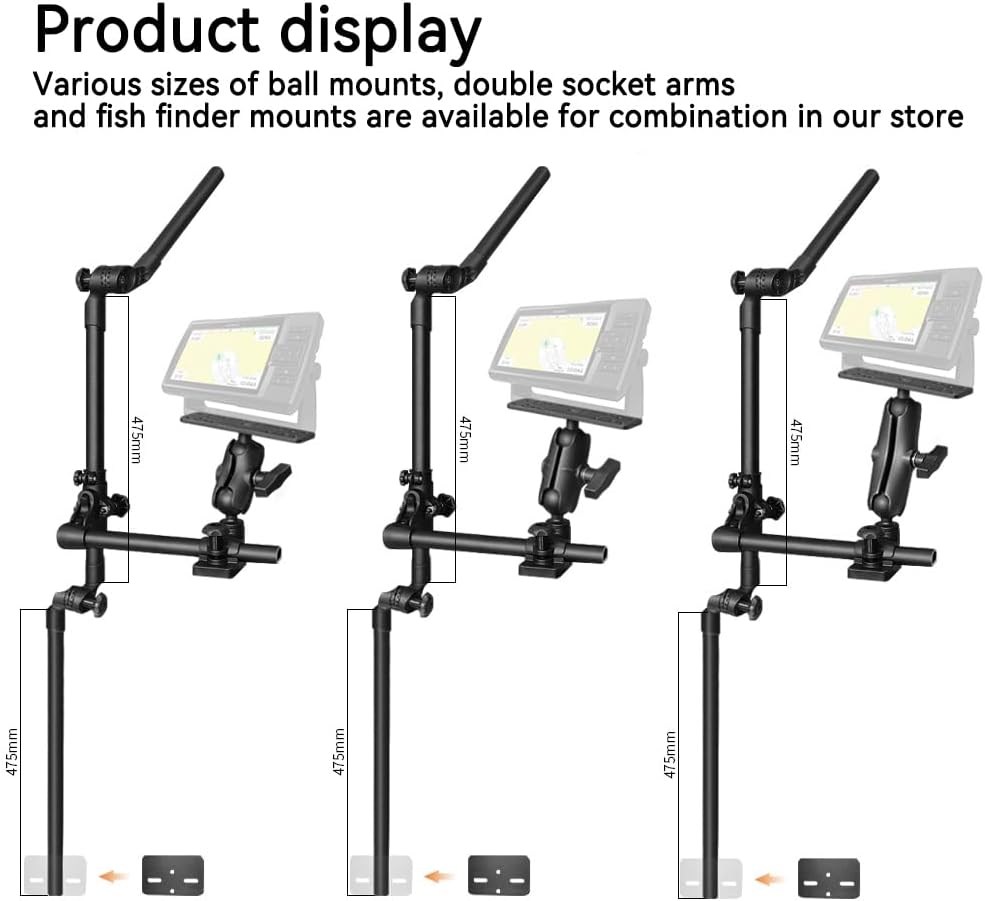 Strg Transducer Bracket with Fish Finder Mount for Kayak/Boat, Livescope Fish Finder Transducer Mount for Garmin/Lowrance, Compatible with RAM Mounts C Size/1.5'' Double Socket Arm (Foldable)