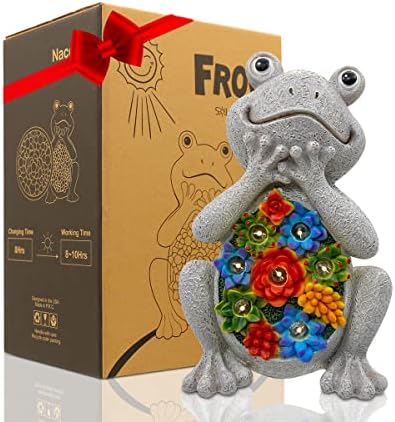 Nacome Solar Frog Riding Turtle for Garden Decor - Outdoor Statues for Patio,Yard,Balcony Ornament,Turtle Gifts for Women/Mom/Grandma,Mom's Best Gift