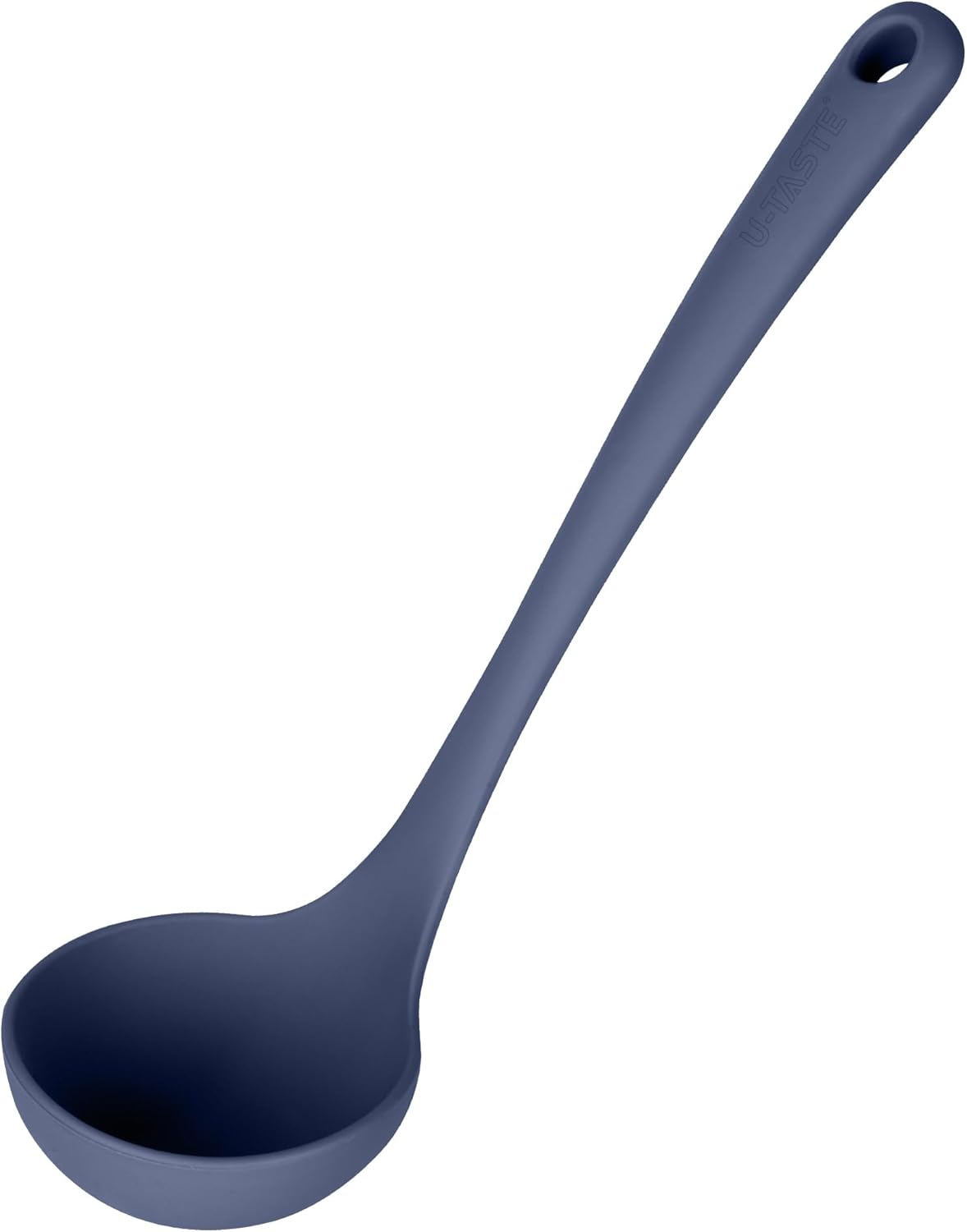13 inch Silicone Soup Ladle: U-Taste 600ºF Heat Resistant 4 oz Large Non-Stick Seamless Rubber Kitchen Deep Serving Spoon with Non-Slip Solid Long Handle for Cooking Sauce/Stews/Gravies/Chili(Purple)
