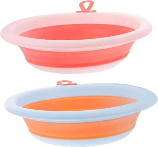 Milisten 2Pcs Baby Washbasin Set Folding Infant Face Bathtub for Newborns Cartoon Design Portable and Easy to Clean Random Style