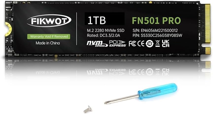 Fikwot FN950 2TB SSD M.2 2280 PCIe Gen4 x4 NVMe 1.4 Internal Solid State Drive - Speeds up to 4800MB/s, Dynamic SLC Cache,Compatible with Laptop,Desktop and Ps5